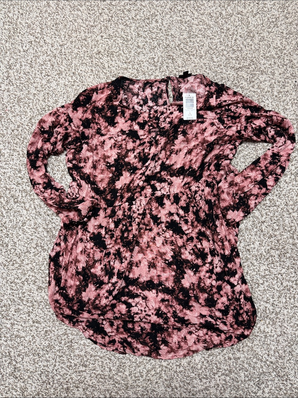 torrid Pink & Black Tie-Dye Long Sleeve Tunic